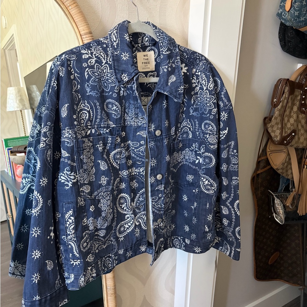 Free People Bandana Denim Jacket Sz. Medium